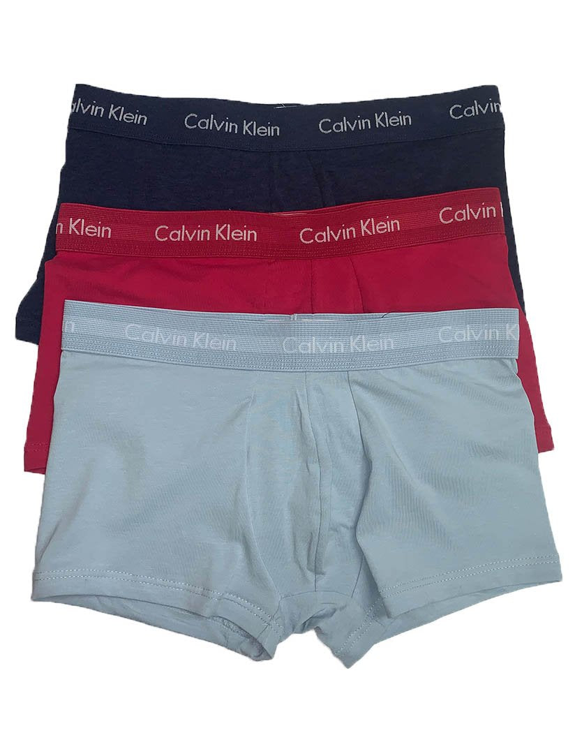 Downtown Pink/Dark Blue Heather/April Front Calvin Klein Cotton Stretch 3 Pack Low Rise Trunk NU2664