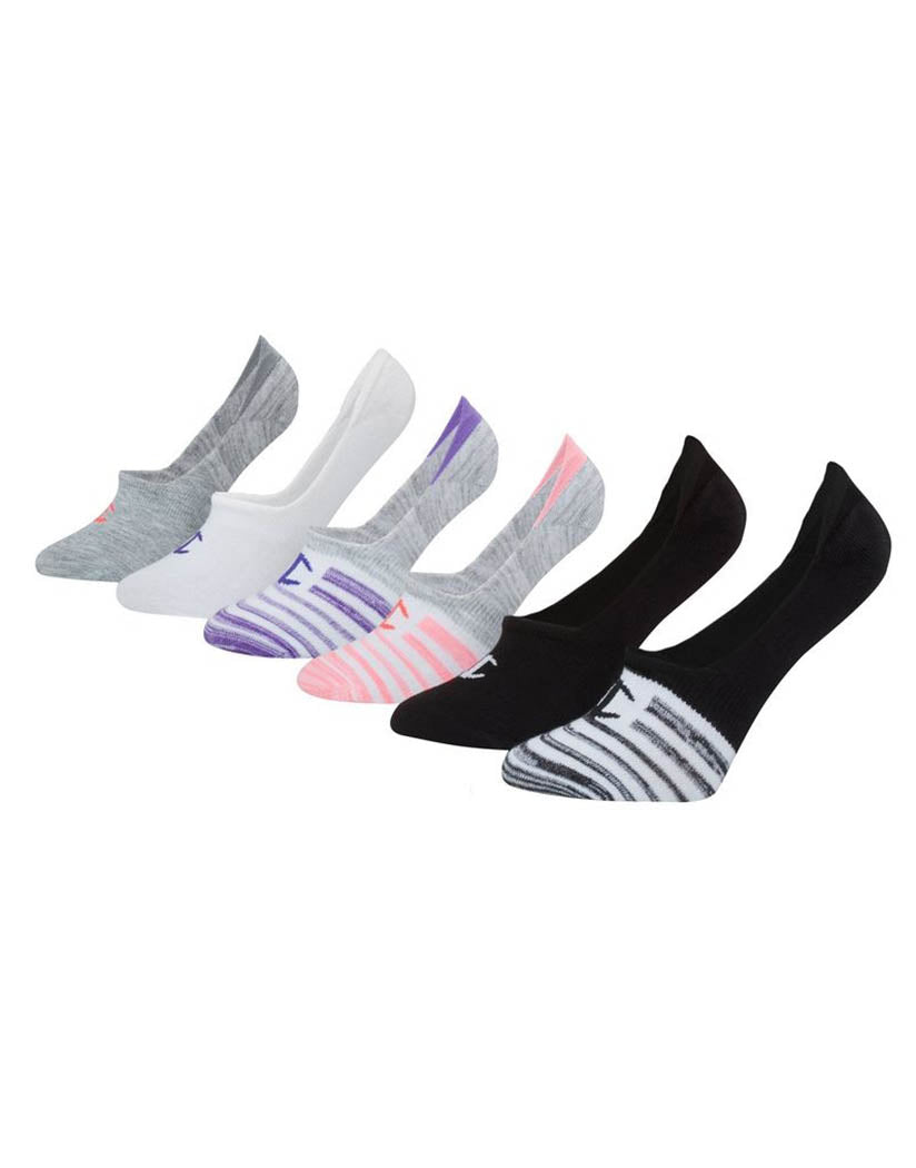 White Stripes Front Champion Womens Performance Invisible Liner Socks 6-Pack CH304