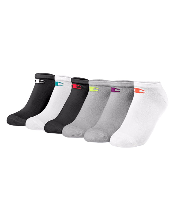Grey Assorted Front Champion Womens Performance Low-Cut Socks 6-Pack CH615