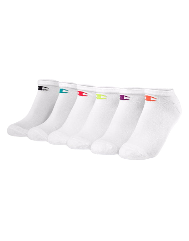 White Assorted Front Champion Womens Performance Low-Cut Socks 6-Pack CH615