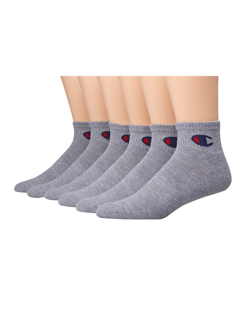 Grey Front Champion Womens Ankle Socks C Logo, 6-Pack CH682