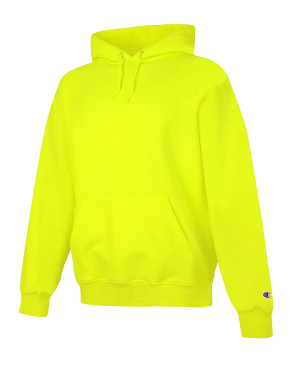 Safety Green Front Champion Double Dry Action Fleece Pullover Hood