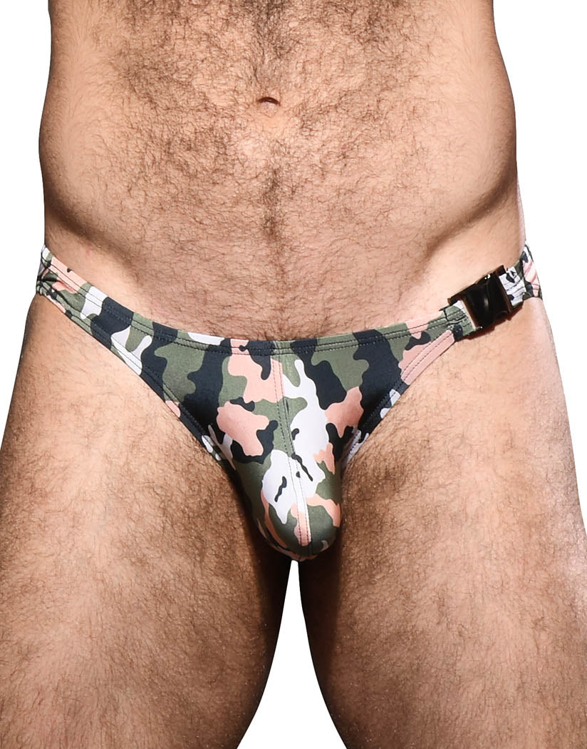 Camouflage Front Andrew Christian Camo Buckle Swim Bikini w/ Almost Naked 7865