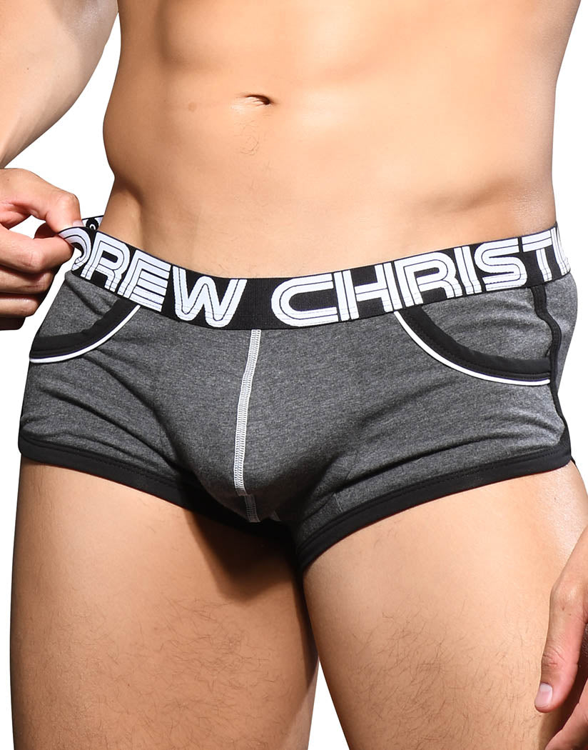Charcoal Front Andrew Christian Show-It Retro Pop Pocket Boxer 92277