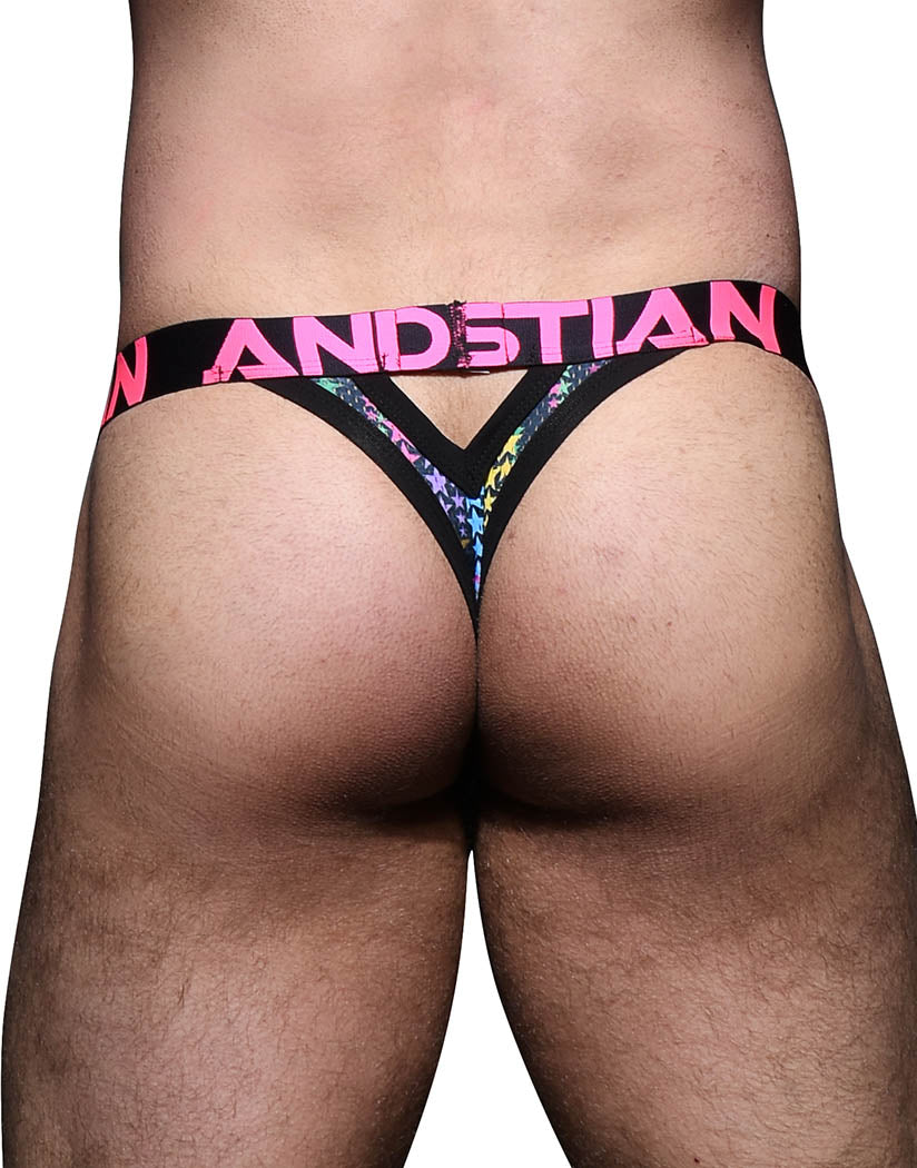 Multi Back Andrew Christian Stars Mesh Y-Back Thong w/ Almost Naked 92289