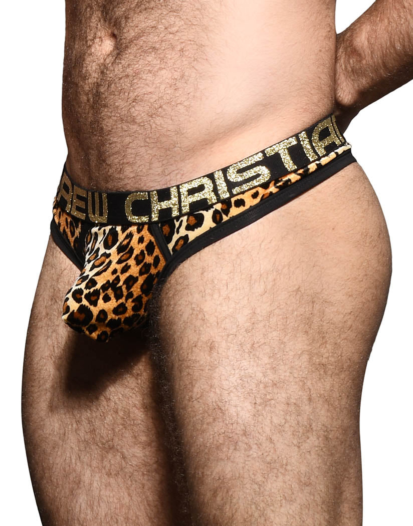 Leopard Print Side Andrew Christian Plush Leopard Thong w/ Almost Naked 92296