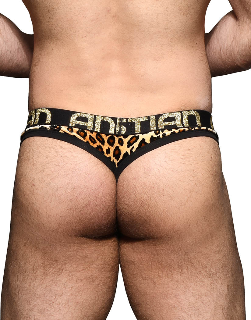 Leopard Print Back Andrew Christian Plush Leopard Thong w/ Almost Naked 92296