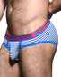 Electric Blue/ White Stripes Side Andrew Christian Hampton Stripe Brief w/ Almost Naked 92298