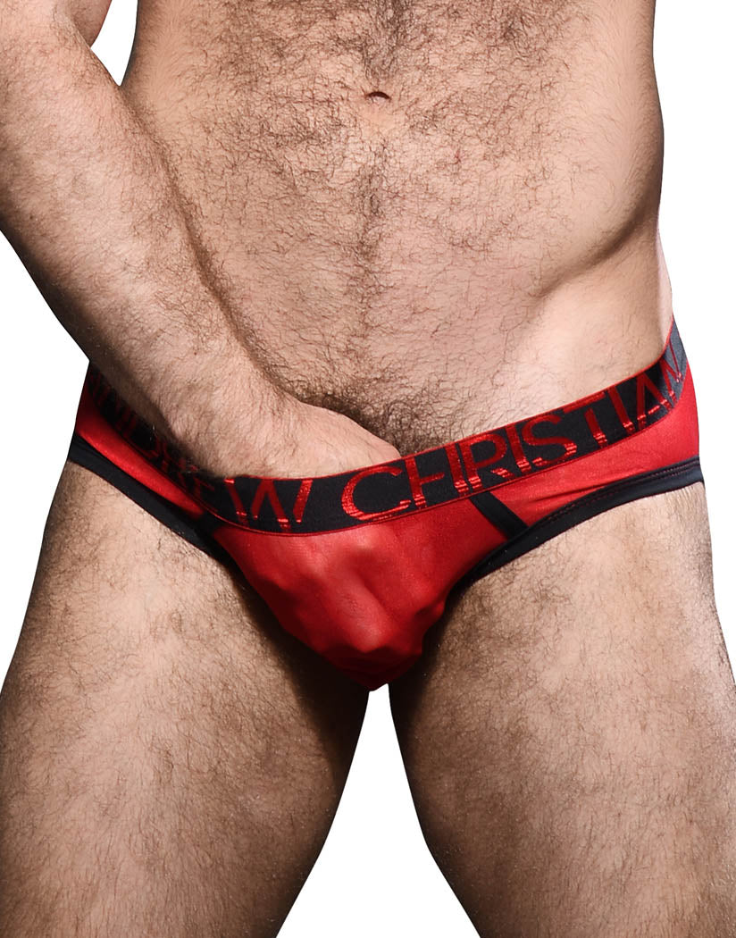 Red Front Andrew Christian Scarlet Mesh Brief w/ Almost Naked 92315