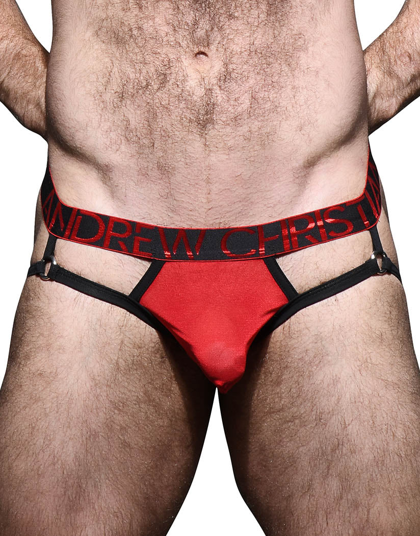Red Front Andrew Christian Scarlet Mesh Y-Back Thong w/ Almost Naked 92316