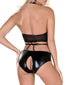 Black Back Exposed Vixen Mesh Halter Bra & Crotchless Panty Set B574
