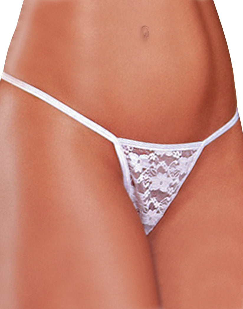 White Front Exposed Lace G-String Queen Size G808