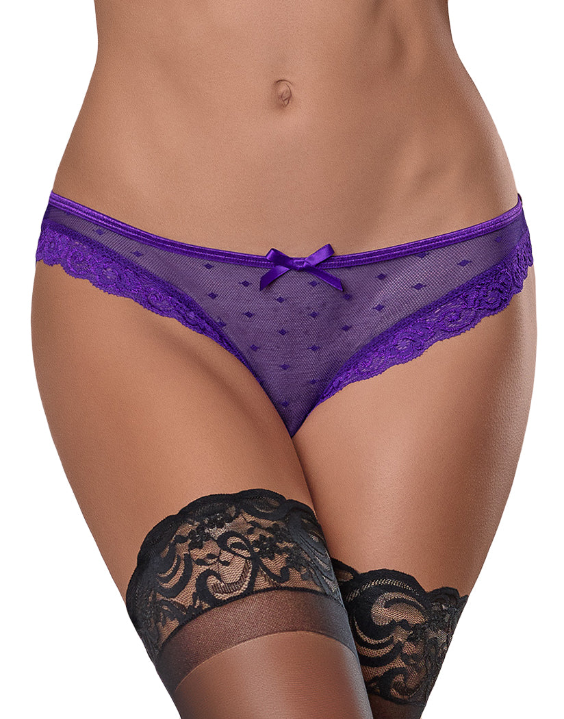 Purple Front Exposed Unwrap Me Crotchless Peek-a-Boo Panty M115