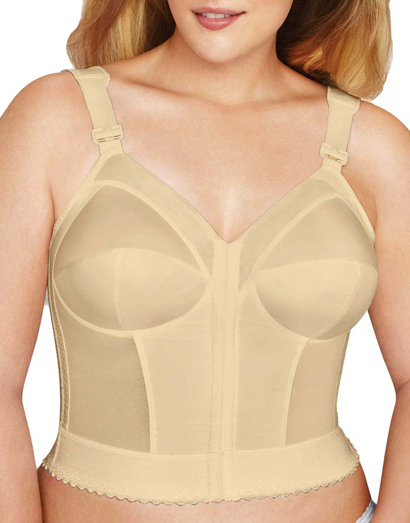 Exquisite Form Fully Womens Front Close Longline Bra 5107530, 34 B, Beige 