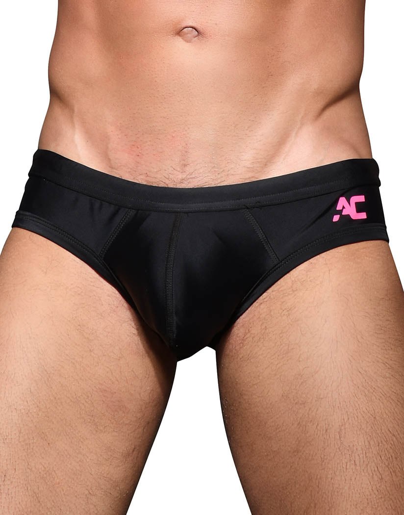 black front Andrew Christian Shock Jock Bikini with Male Feature Cup 7857