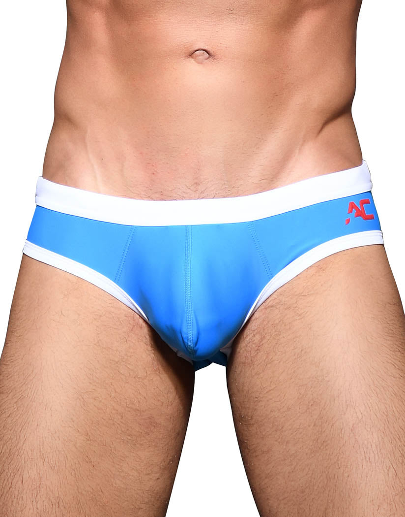 electric blue front Andrew Christian Shock Jock Bikini with Male Feature Cup 7857