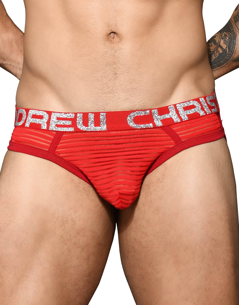 Red Front Andrew Christian Mesh Stripe Sexy Thong w/ Almost Naked 92387