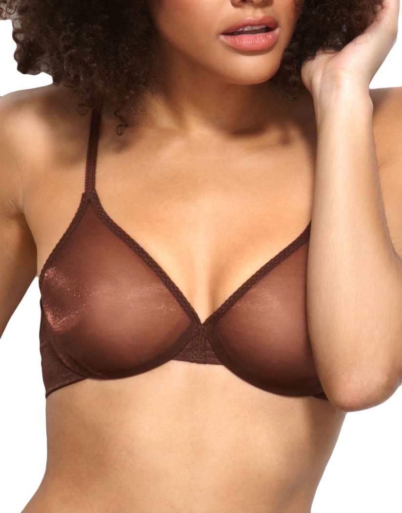 Rich Brown Front Gossard Glossies Sheer Molded Bra 6271