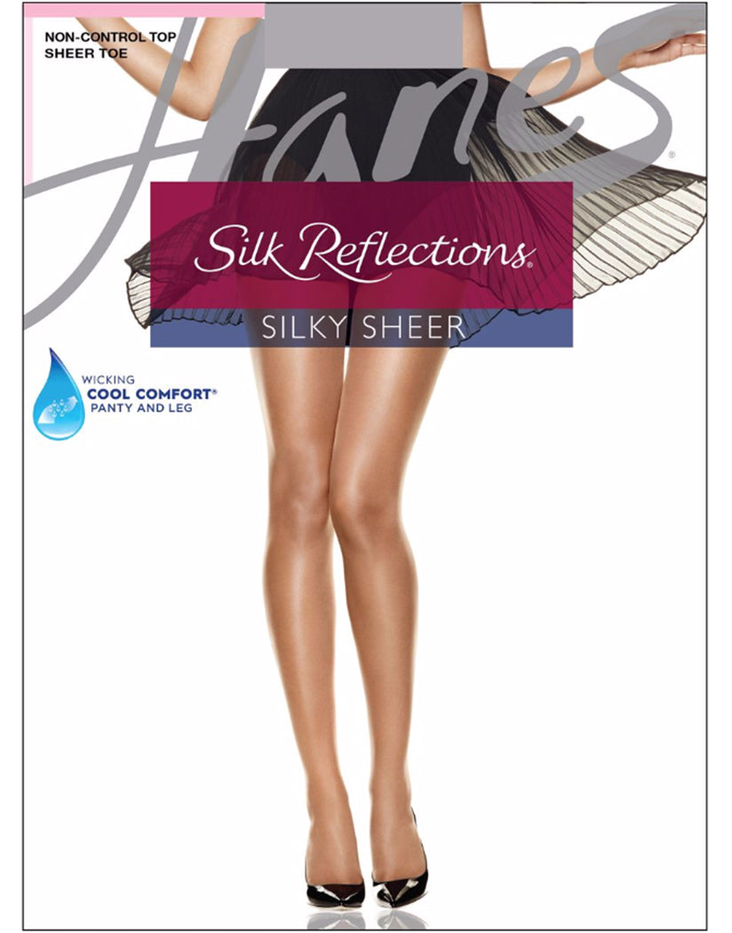 Grey Mist Front Hanes Women Silk Reflections Sheer Toe Pantyhose 715