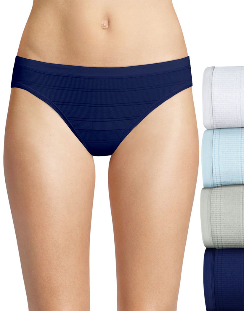 White/Blue Bling/Sterling Grey/Coil Blue Front Hanes Ultimate Comfort Flex Fit Bikini 4-Pack 42CFF4