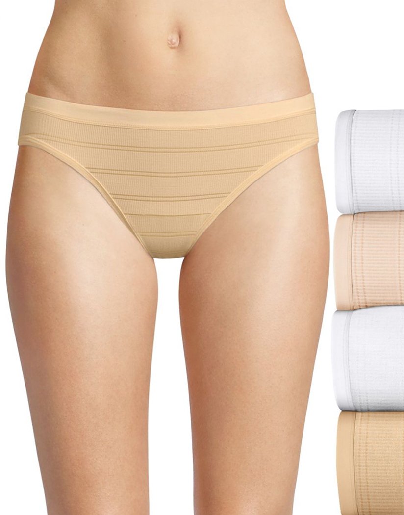 White/Light Buff/White/Soft Taupe Front Hanes Ultimate Comfort Flex Fit Bikini 4-Pack 42CFF4