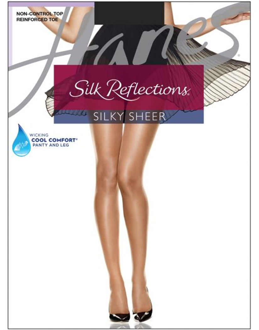 Jet Front Hanes Women Silk Reflections Reinforced Toe Pantyhose 716