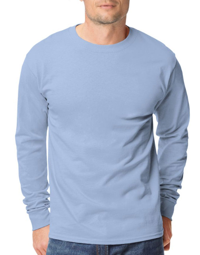 Light Blue Hanes Men TAGLESS Long-Sleeve T-Shirt 5586