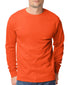 Orange Front Hanes Men TAGLESS Long-Sleeve T-Shirt 5586