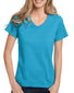 Aquatic Blue Front Hanes Women Relaxed Fit ComfortSoft V-neck T-Shirt 5780