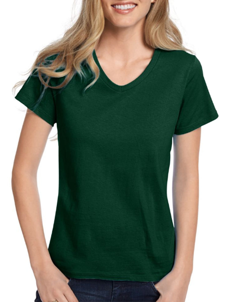Deep Forest Front Hanes Women Relaxed Fit ComfortSoft V-neck T-Shirt 5780