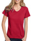 Deep Red Front Hanes Women Relaxed Fit ComfortSoft V-neck T-Shirt 5780