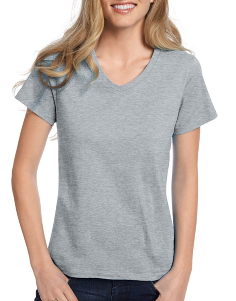 Light Steel Front Hanes Women Relaxed Fit ComfortSoft V-neck T-Shirt 5780
