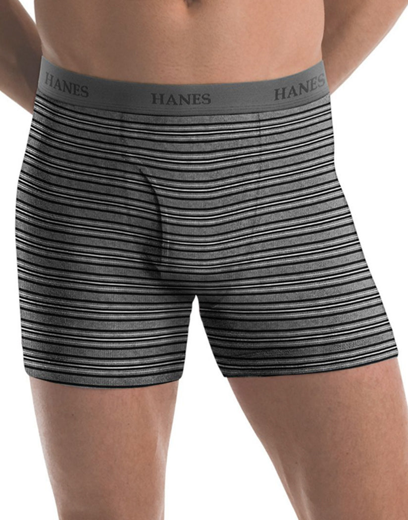 Fashion Stripe Front Hanes Men TAGLESS Ultimate Fashion Stripe Boxer Briefs with Comfort Flex Waistband 5-Pack 76925S