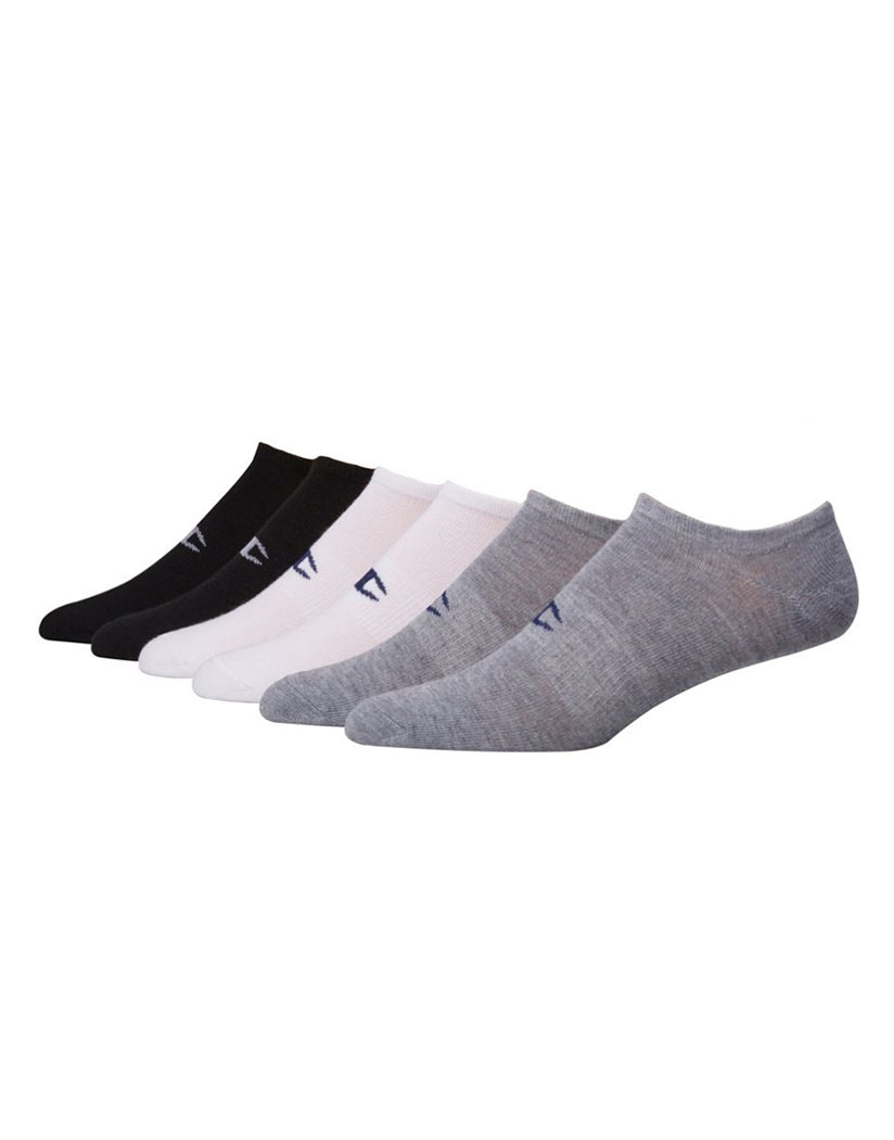 White/Grey Heather/Black Front Champion Men's Logo No-Show Socks, 6-Pack CH172