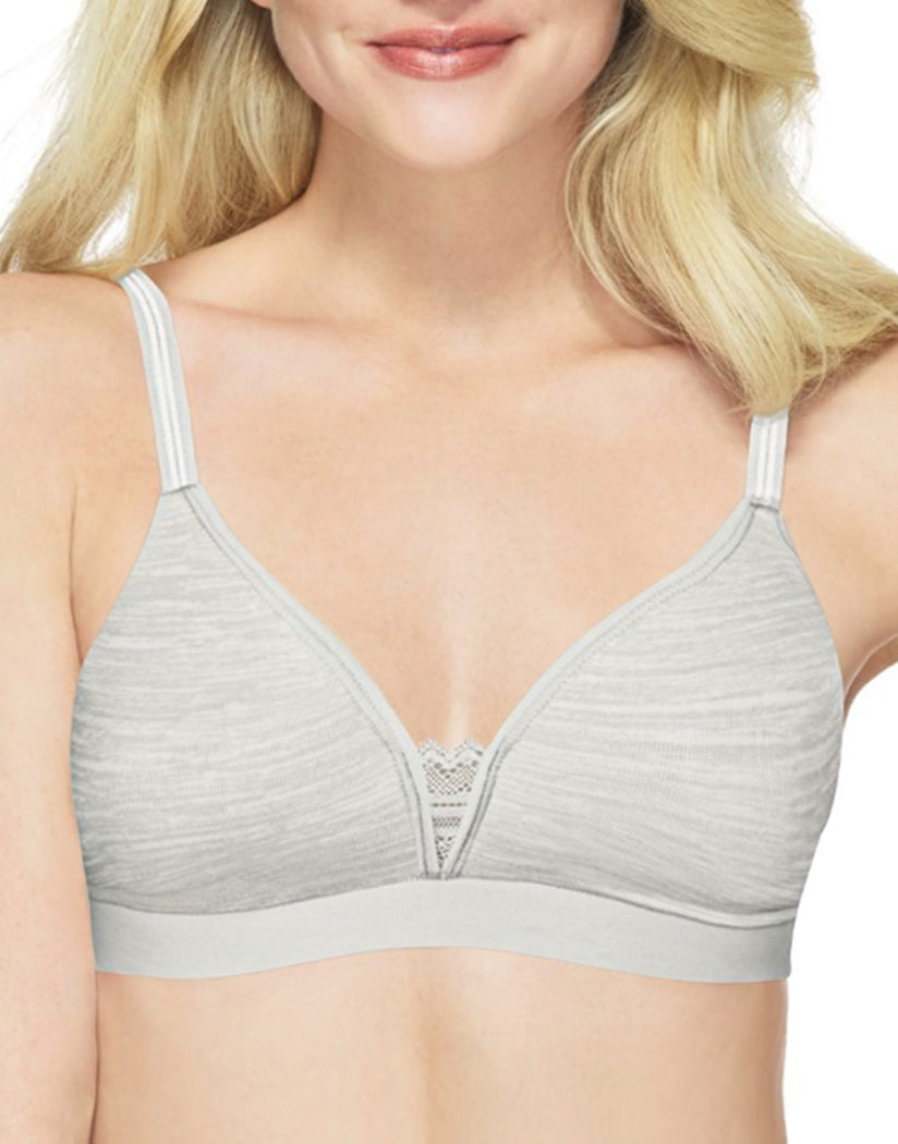 Sterling Grey Heather Print Front Hanes Women Ultimate T-Shirt Soft Unlined Bra - DHHU26