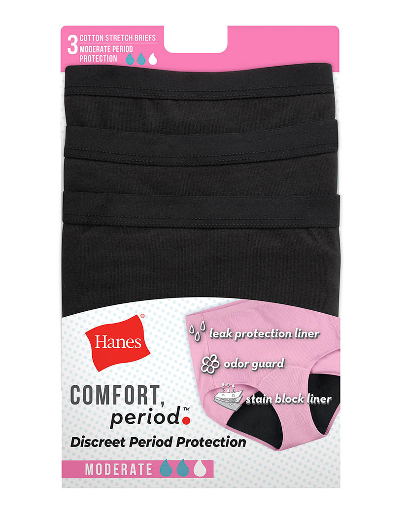 Hanes Comfort Period.™ Briefs Period Underwear Moderate Leaks FD40BL