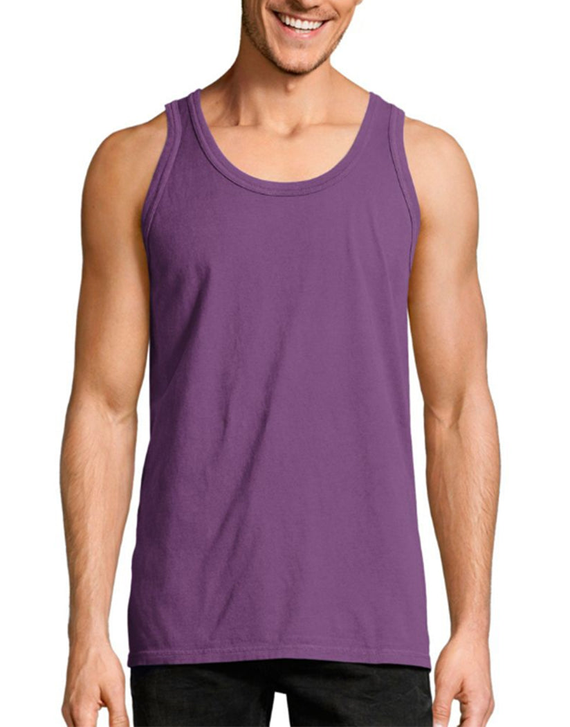 Purple Plum Raisin Front Hanes Men ComfortWash‰̣ۡå¢ Garment Dyed Sleeveless Tank Top