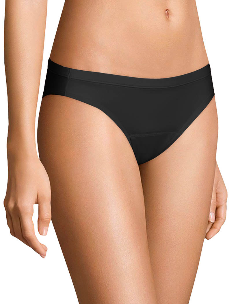 Black Front Hanes Comfort Period.™ Bikini Period Underwear Light Leaks LL42BL