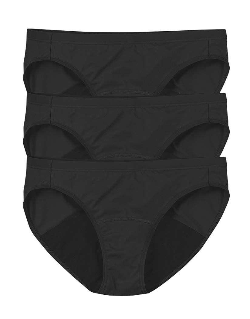 Black Flat Hanes Comfort Period.™ Bikini Period Underwear Light Leaks LL42BL