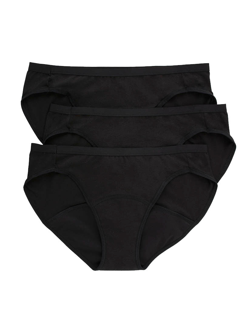 Maidenform Women's Moderate Protection Period Bikini Panties, Built-in  Liner, Odor Guard, 3-Pack, Black, Black, Black at  Women's Clothing  store