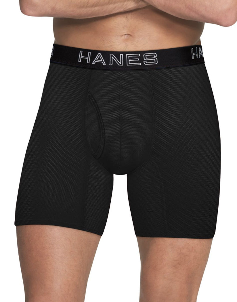 Black/Grey Front Hanes Ultimate™ Men's Comfort Flex Fit® Ultra Lightweight Breathable Mesh Boxer Briefs Assorted Colors 4-Pack
