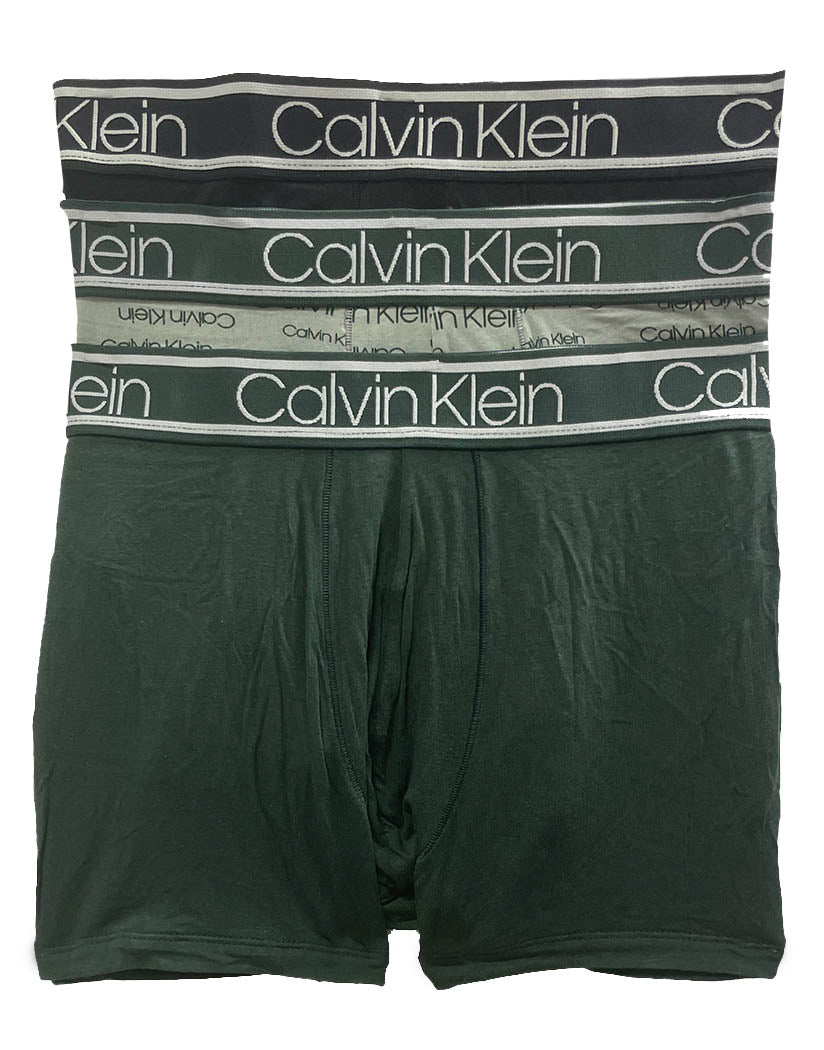 Black/Lucent Logo Rich Clay/Oslo Green Front Calvin Klein Bamboo Comfort Trunk 3 Pack NP2261O