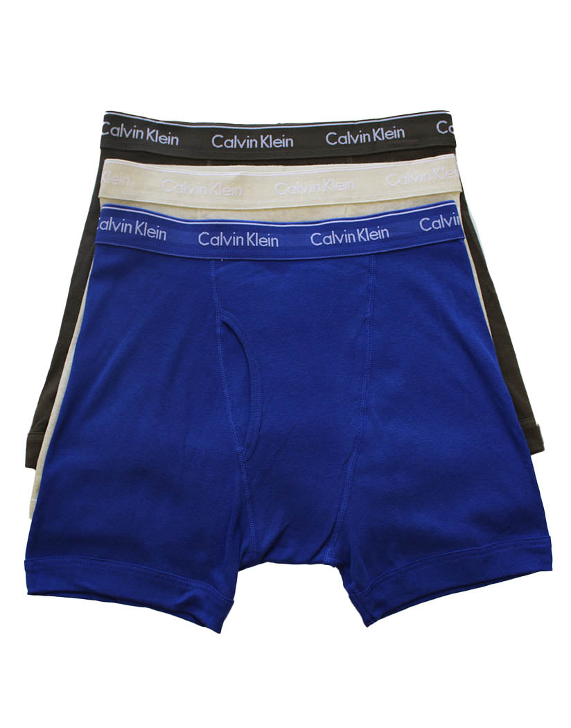 Work Blue/ Process Green/ Oatmeal Heather Front Calvin Klein Cotton Classic Boxer Brief 3-Pack NB4003