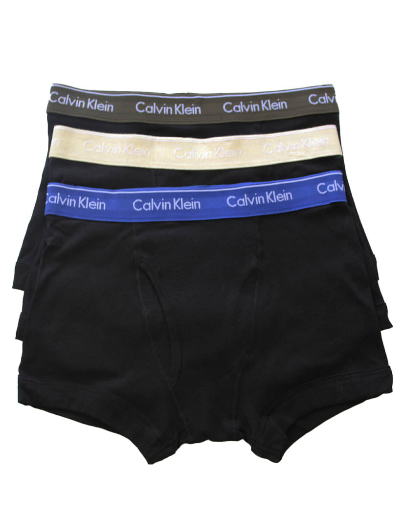 Black Bodies with Work Blue/ Process Green/ Oatmeal Heather WB's Front Calvin Klein Cotton Classic Boxer Brief 3-Pack NB4003