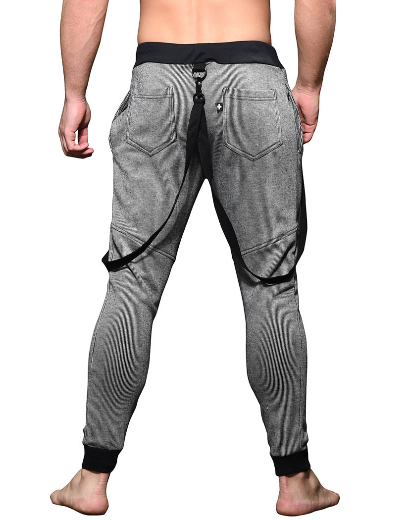 Black/Grey Stripe Back Andrew Christian Soho Suspender Pants 6656