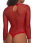 Tango Red Back Jezebel Nissa Mesh & Lace Keyhole Bodysuit 999756