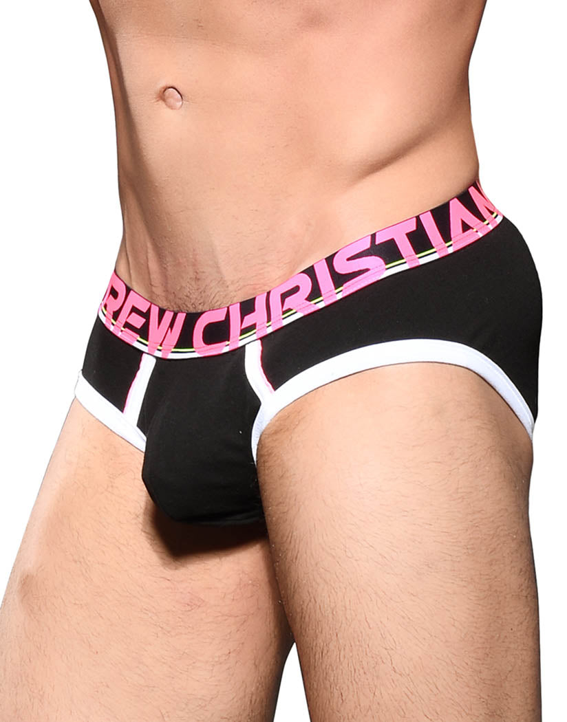 Black Side Andrew Christian CoolFlex Active Brief w/ Show-It 92084