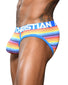 Multi Side Andrew Christian Sunset Stripe Mesh Brief w/ Almost Naked 92061