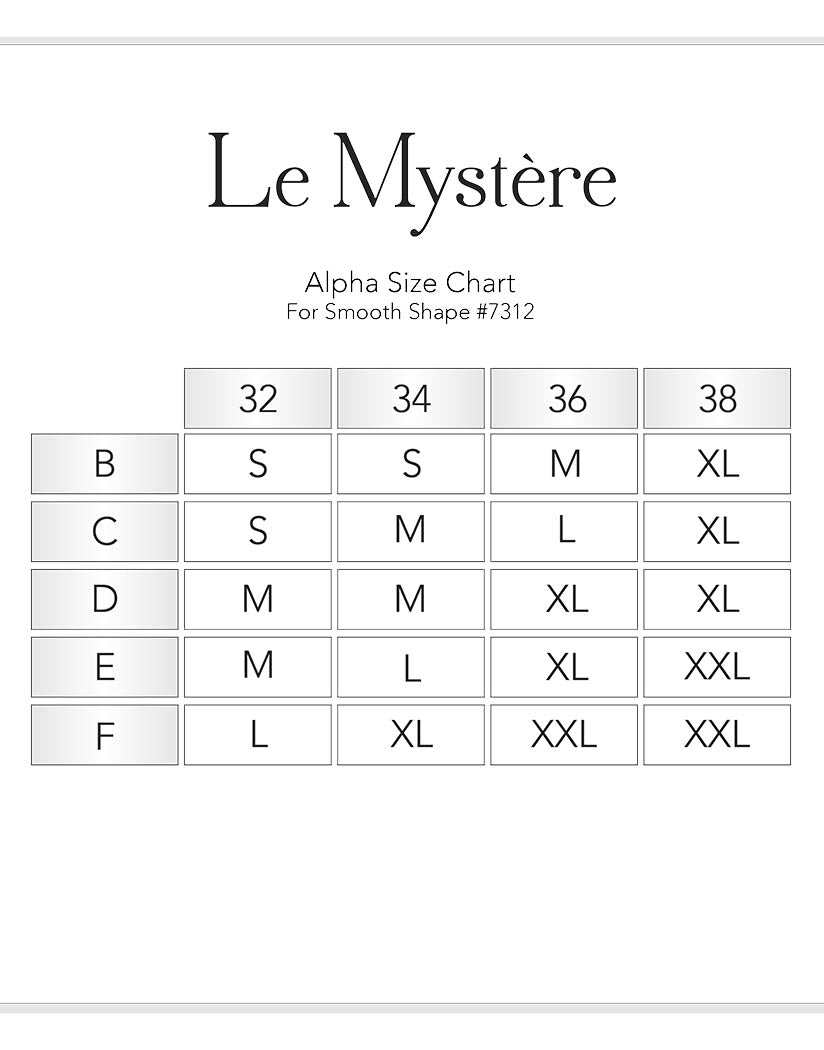 size chart Le Mystere Smooth Shape Wireless Bra 7312