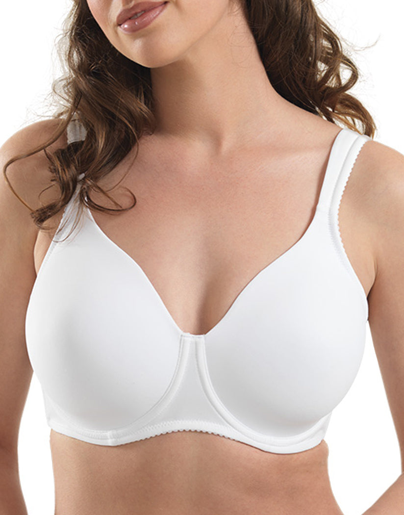 White Front Leading Lady The Brigitte Full Coverage Wirefree Molded Padded Seamless Bra White 5042